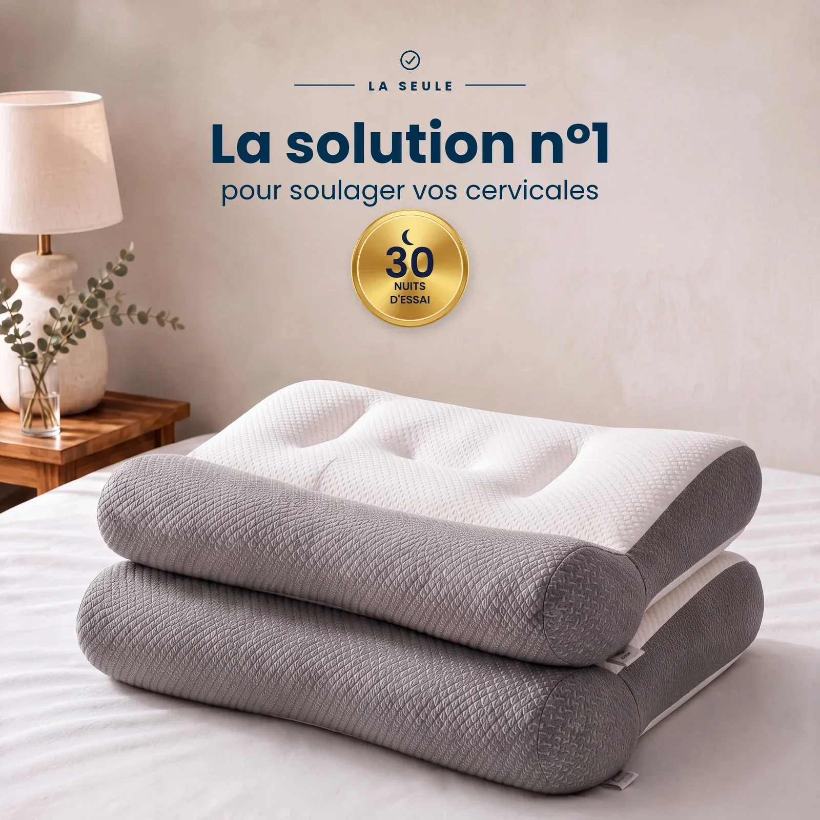 ComfiSleep | Oreiller Ergonomique à Double Hauteur