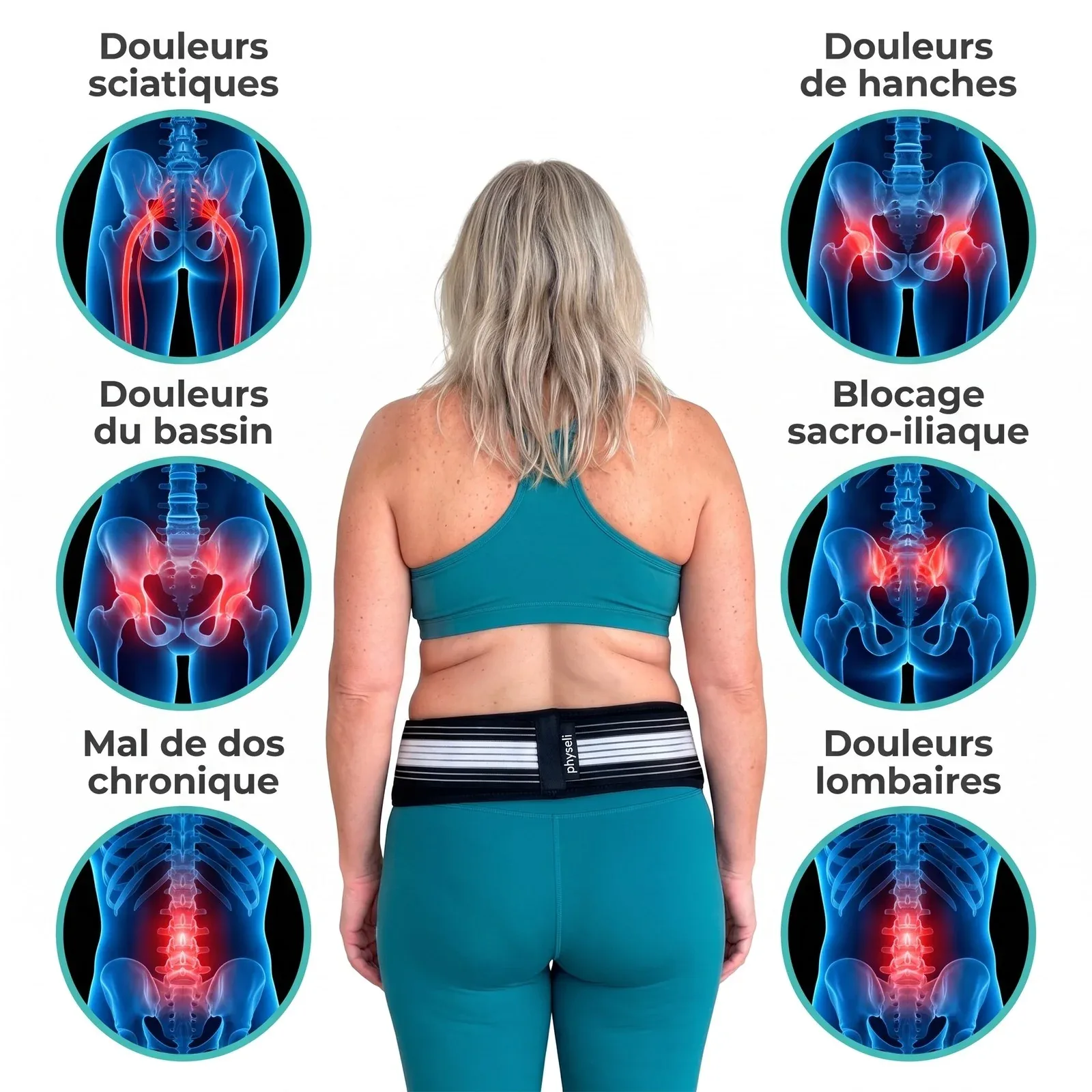 Zones de douleur soulagées par la LombaCore Image